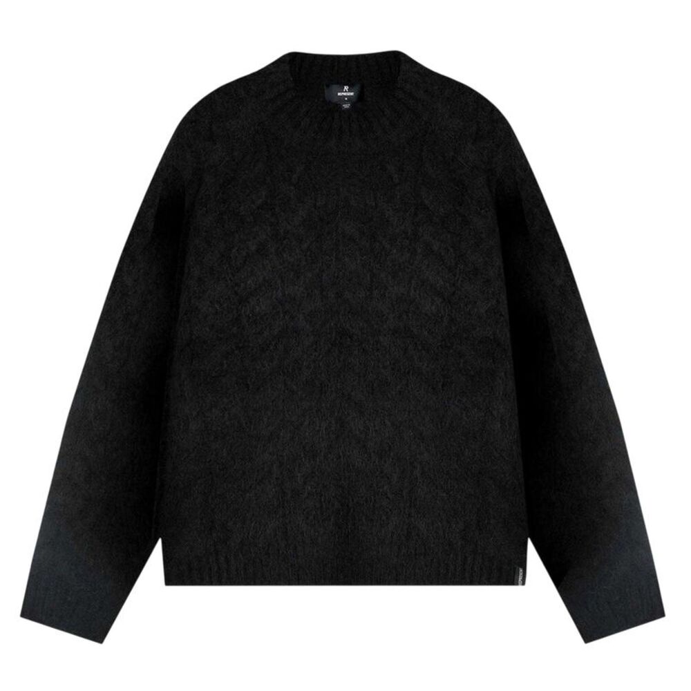 Represent Mens Textured Knitted Sweatshirt / Jet Black